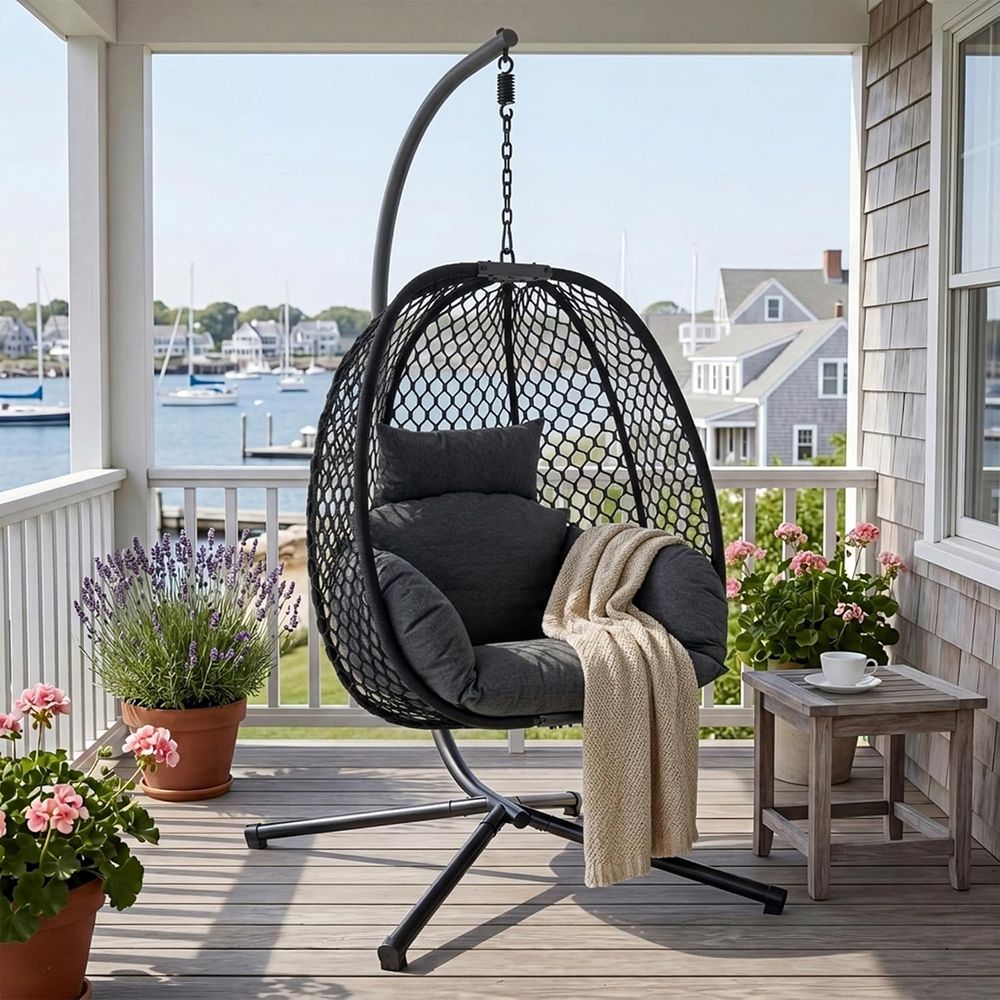 Outdoor Furniture Egg Chair - Kursi Telur Gantung Outdoor dengan Penyangga,