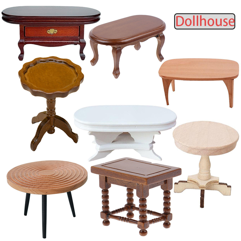 Outdoor Furniture Wood - Meja Bundar Miniatur Rumah Boneka 1:12,