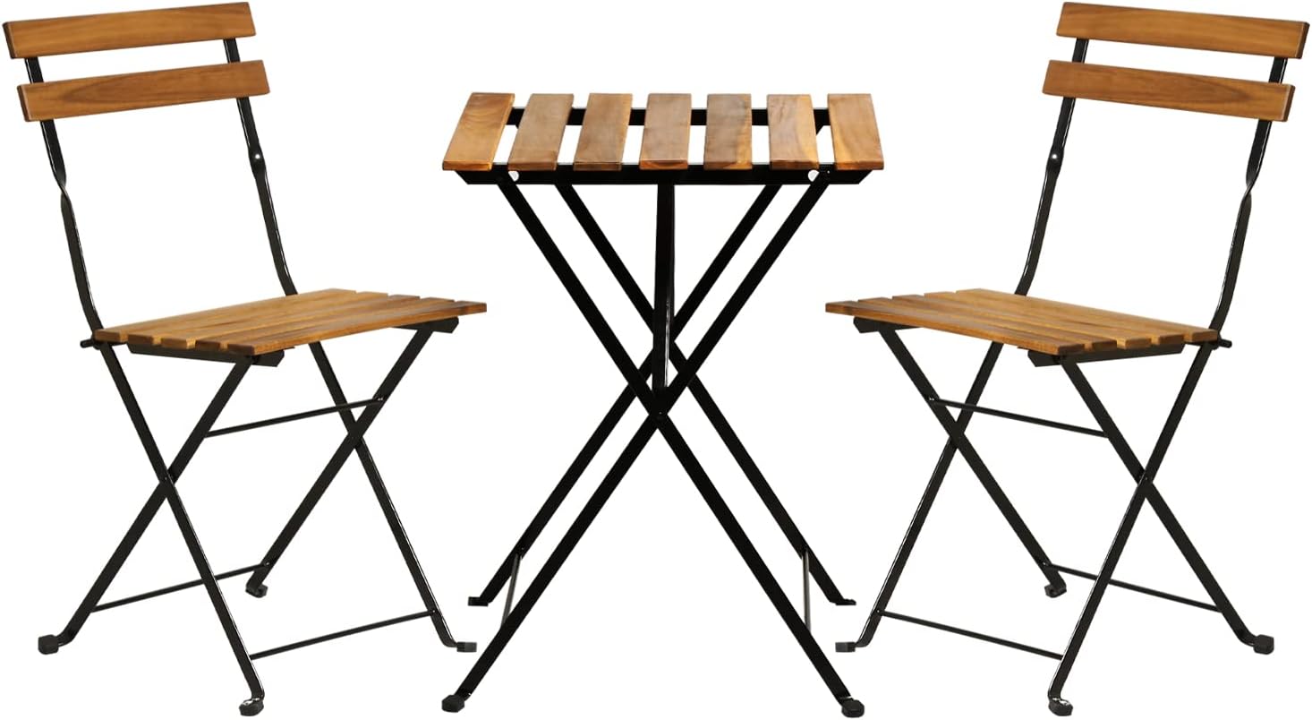 Outdoor Furniture Wood - Set bistro teras lipat 3 bagian