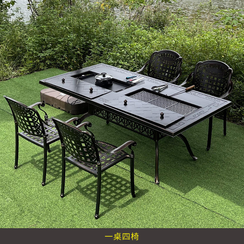 Outdoor Furniture Wood - Kombinasi furnitur besi tempa meja dan