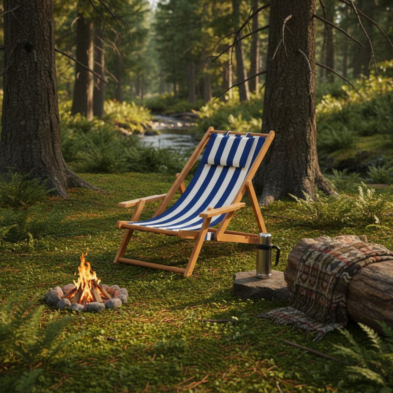 Kursi Pantai Kanvas Lipat, Kur - Deck Chair Lounger ulasan dan harga