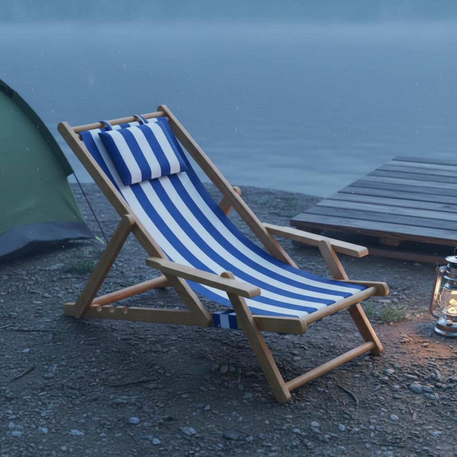 Kursi Pantai Kanvas Lipat, Kur - Deck Chair Lounger ulasan dan harga