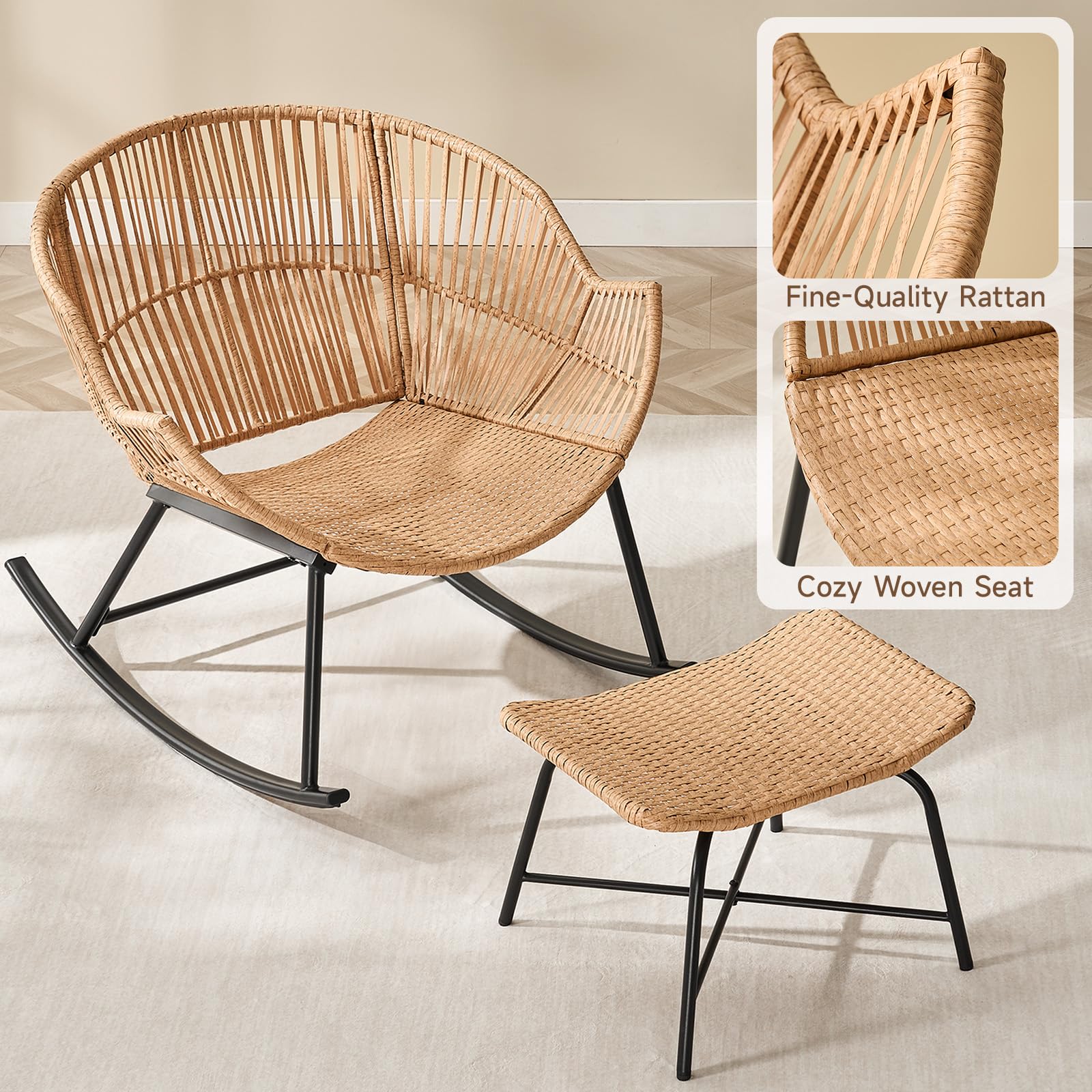 Kursi Goyang Papasan Rotan Abu - Outdoor Furniture Rocking Chair ulasan dan harga