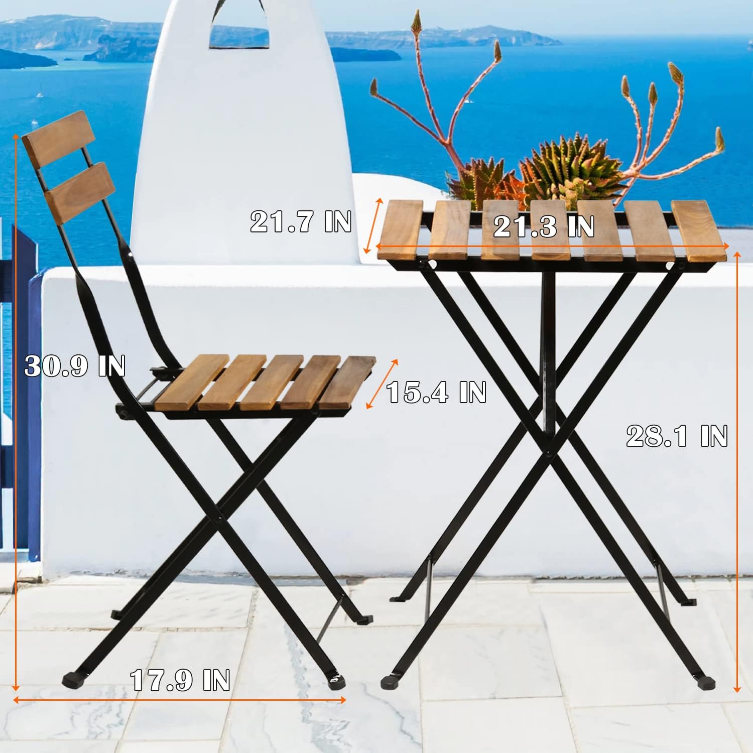 Set bistro teras lipat 3 bagia - Outdoor Furniture Wood ulasan dan harga
