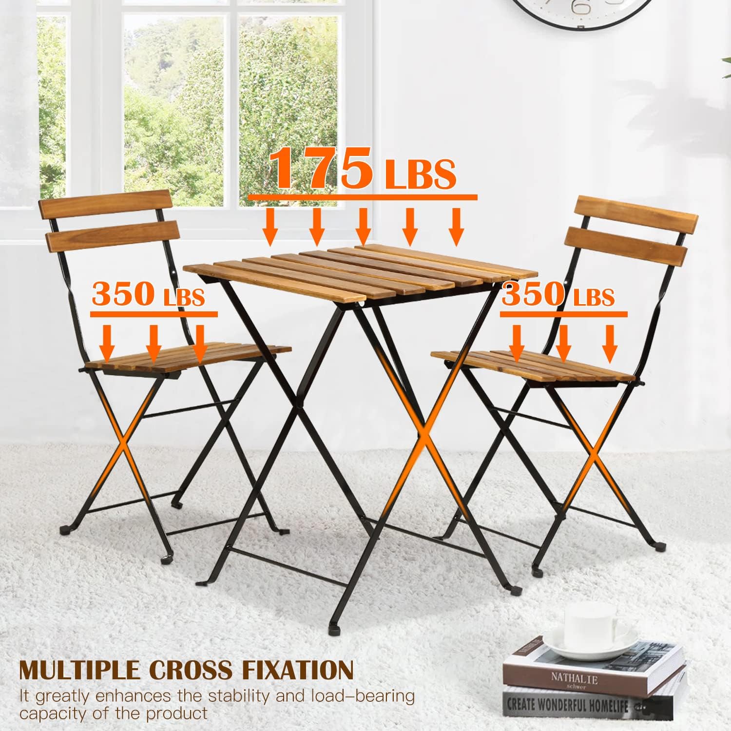 Set bistro teras lipat 3 bagia - Outdoor Furniture Wood ulasan dan harga