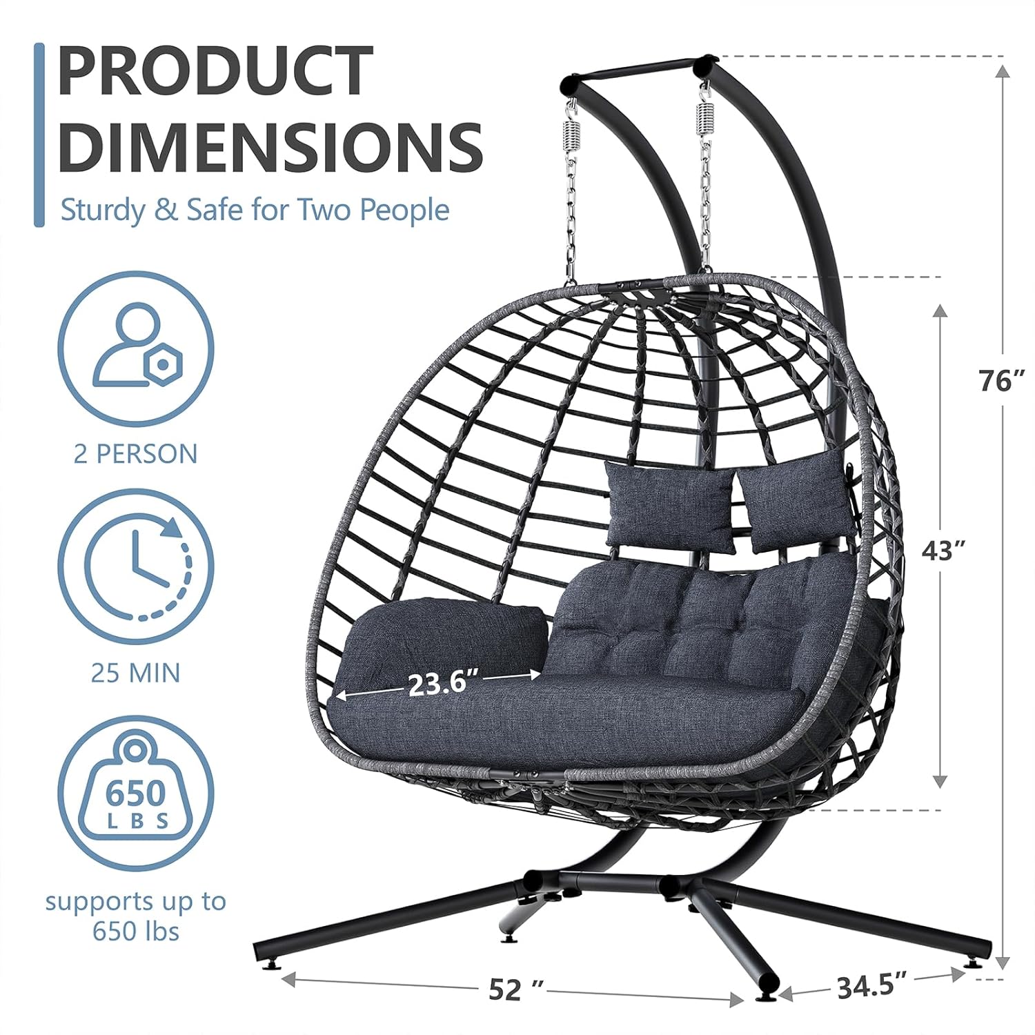 Kursi Ayun Telur 2 Orang denga - Outdoor Furniture Egg Chair ulasan dan harga