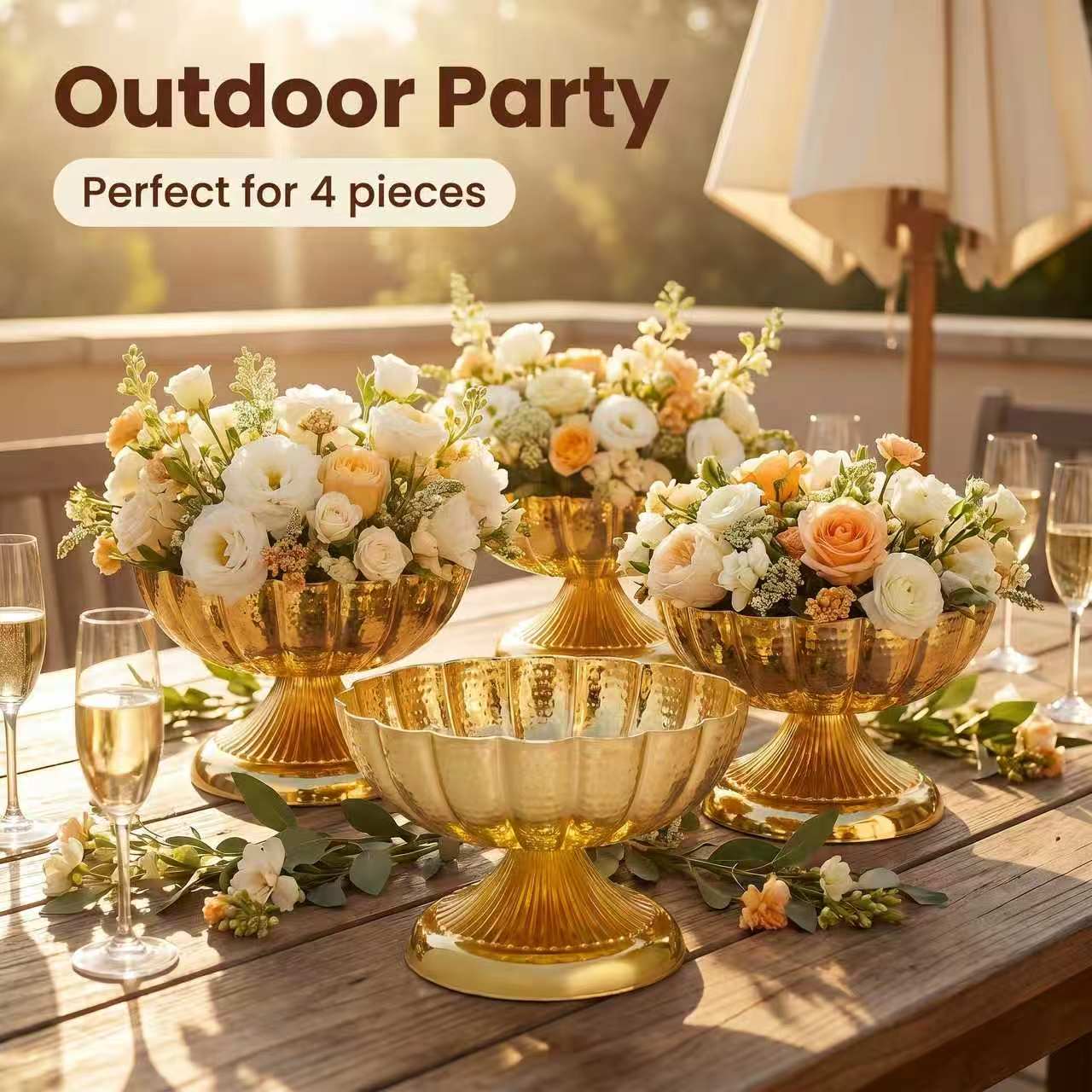 Vas Kompot Logam Emas Vintage, - Outdoor Furniture Vintage ulasan dan harga